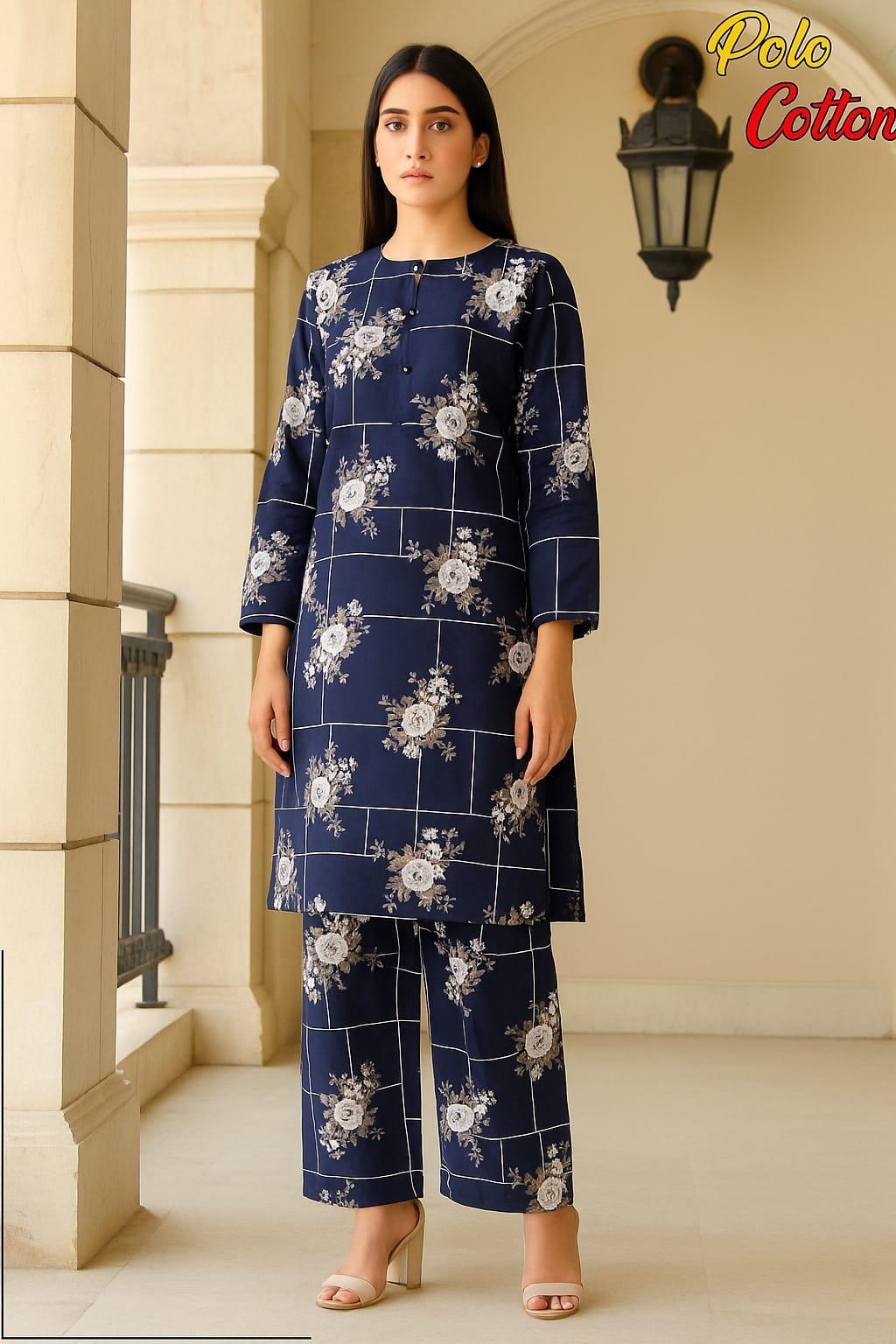2 Pcs Women's Unstitched Printed Suit