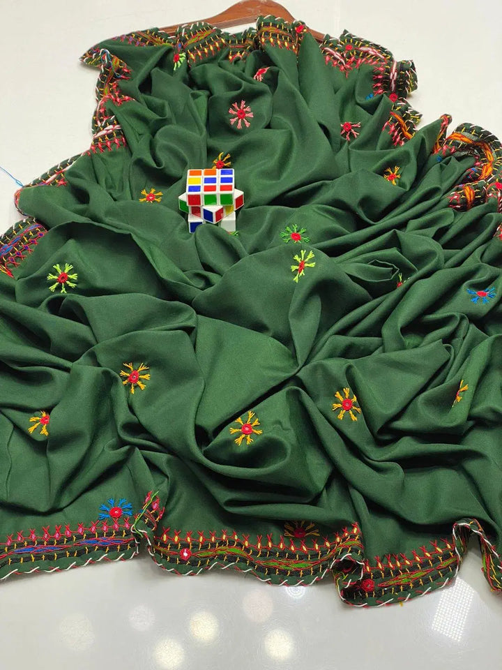 Women's Swiss Embroidered Border Shawl