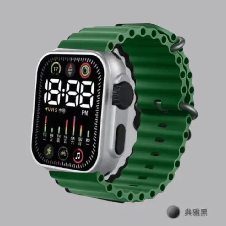 Unisex Waterproof Digital Display Watch - 1 Pc, Square Case with Textured Strap