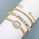 4 Pcs Gold Plated Gemstone Chain Bracelet