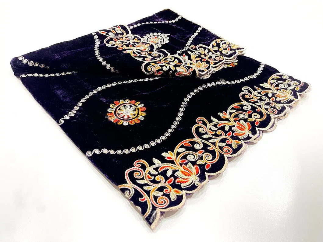 Women's Velvet Embroidered Border Shawl