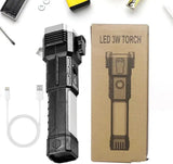 Compact LED Rechargeable Torch - 1 Pc Black